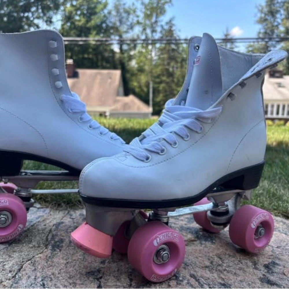 White Roller Skates with Pink Wheels